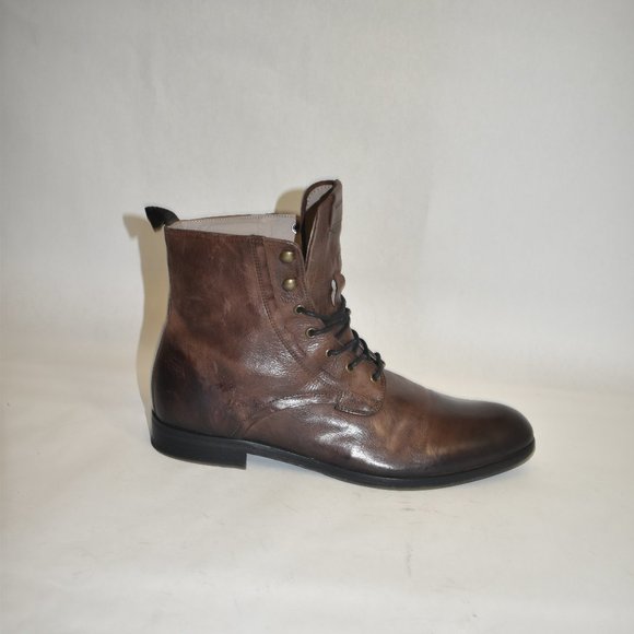 Allsaints Men's Mikkel Leather Combat Boots Brown Size 44 EU 11 US - Picture 7 of 11